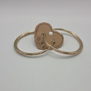 Source Unknown Textured Gold Hoop Earrings